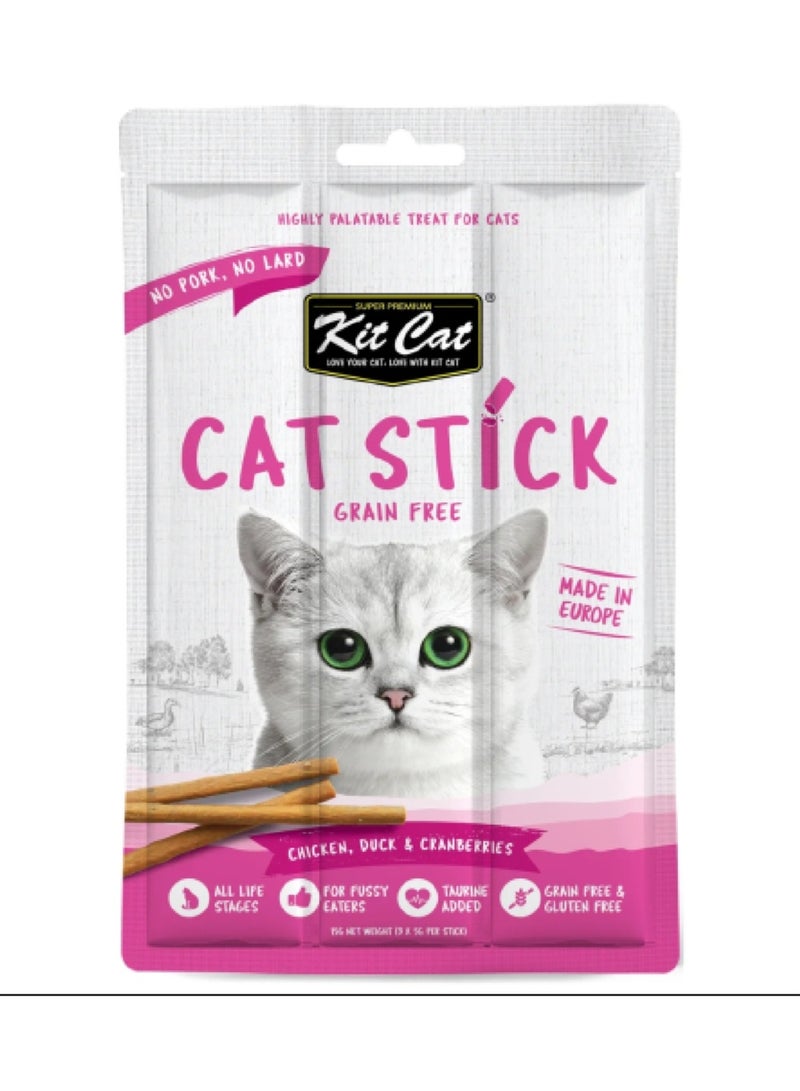 Kit Cat Super Premium Grain Free Cat Stick Chicken, Duck & Cranberries Flavor - Image 3